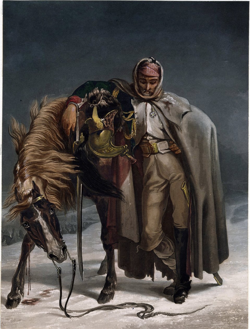 Dragão da Guarda Suíça na Campanha Russa - Bleuler, Johann Heinrich (1758-1823) - ca 1812 - Aquatint - 20,3x15,4 - Coleção Privada de Johann Heinrich Bleuler