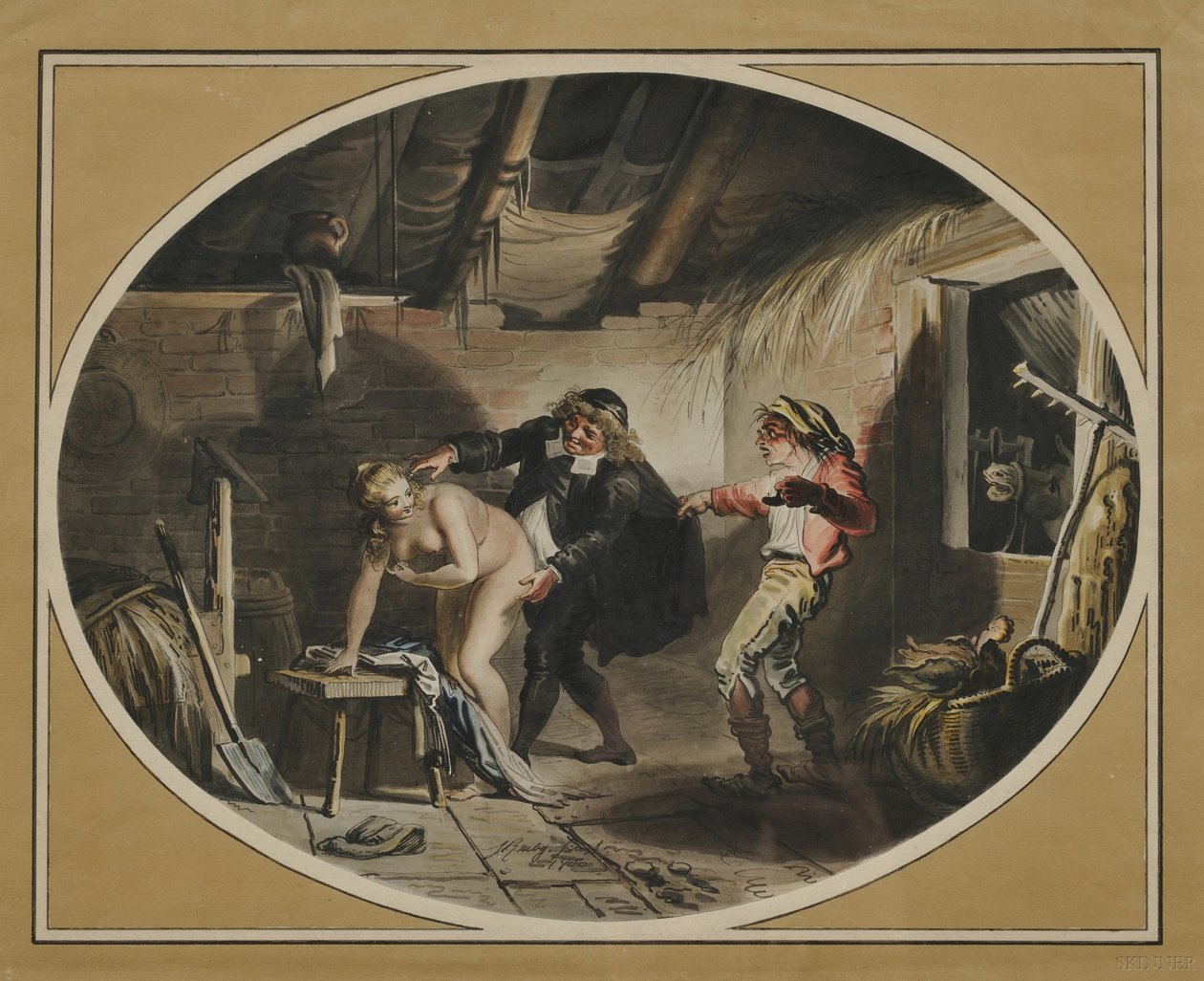 La Jument du compère Pierre, após o poema de Jean de La Fontaine, 1800 de Johann Heinrich Ramberg