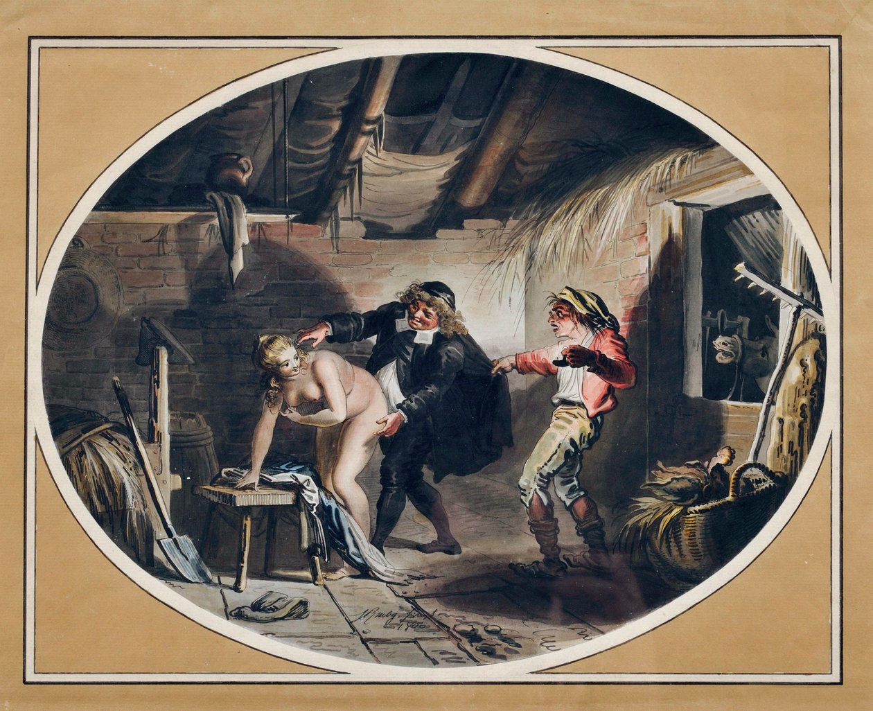 A égua do Compere Pierre. (gravura e aguarela de Johann Heinrich Ramberg