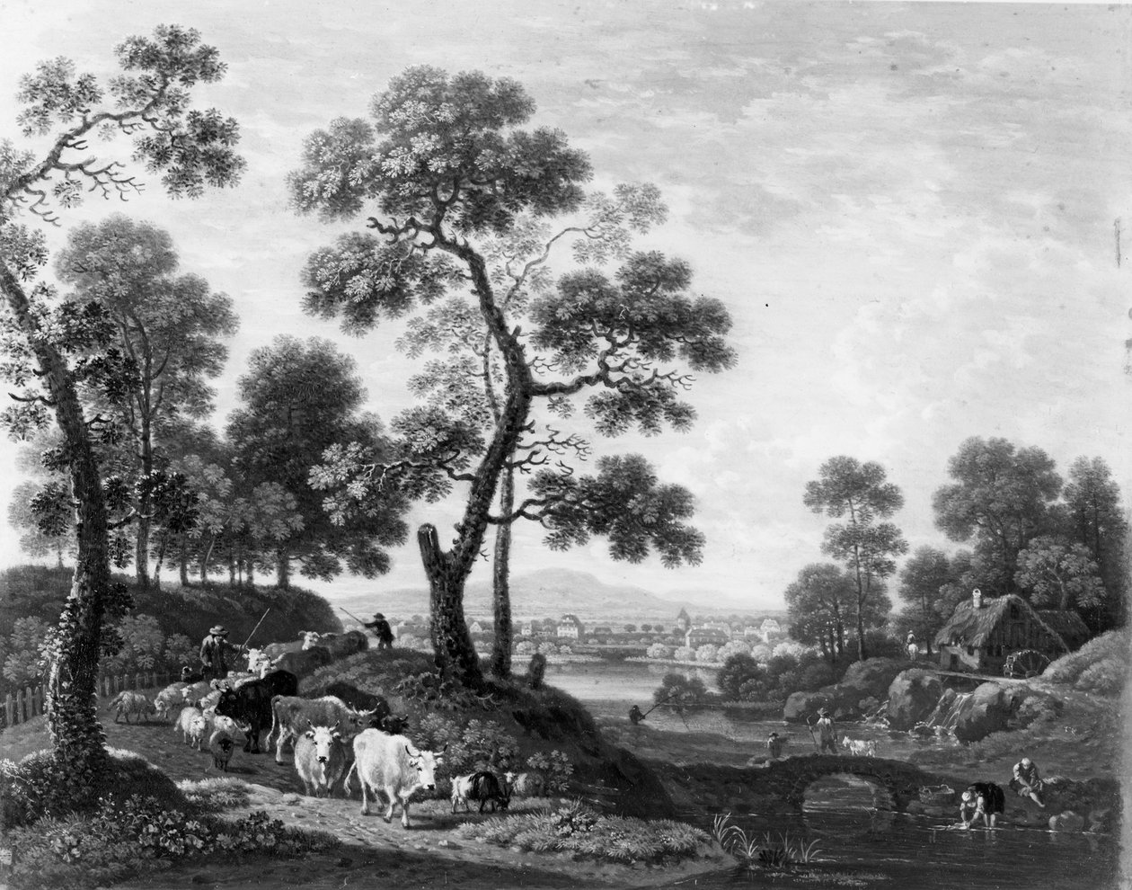 Paisagem com gado de Johann Heinrich Roos