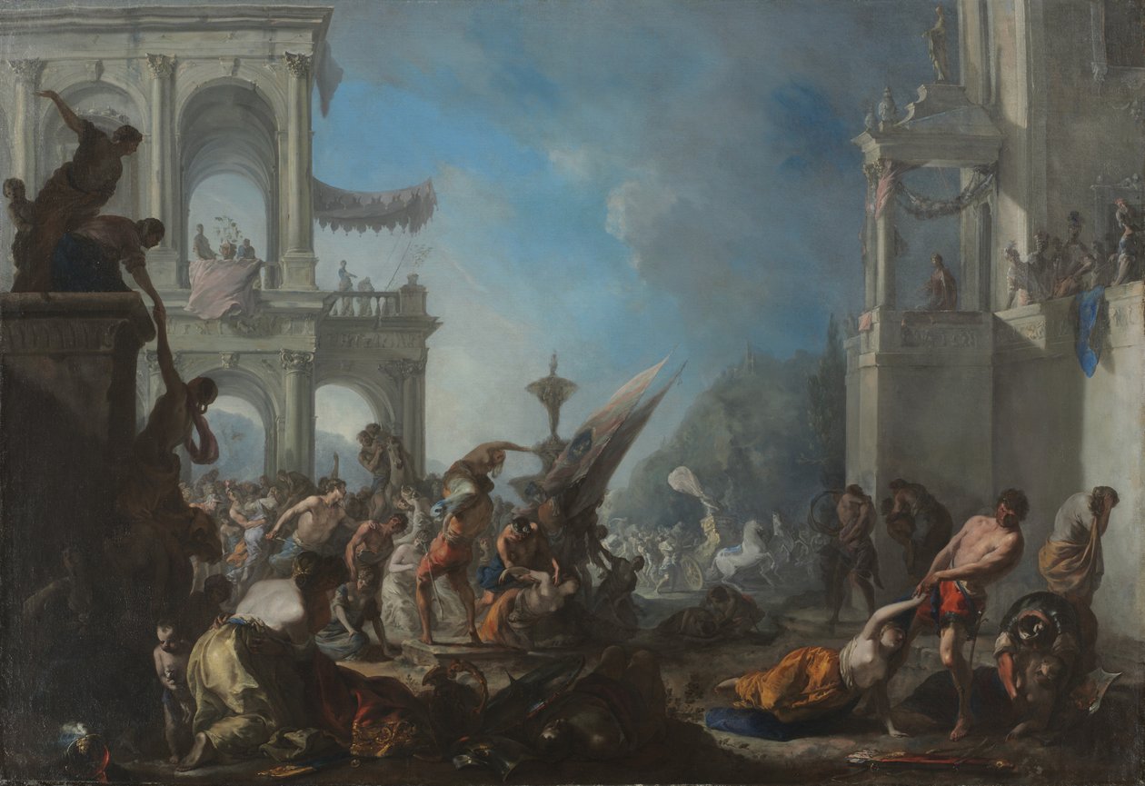 Rapto das mulheres sabinas, c. 1640 de Johann Heinrich Schönfeld