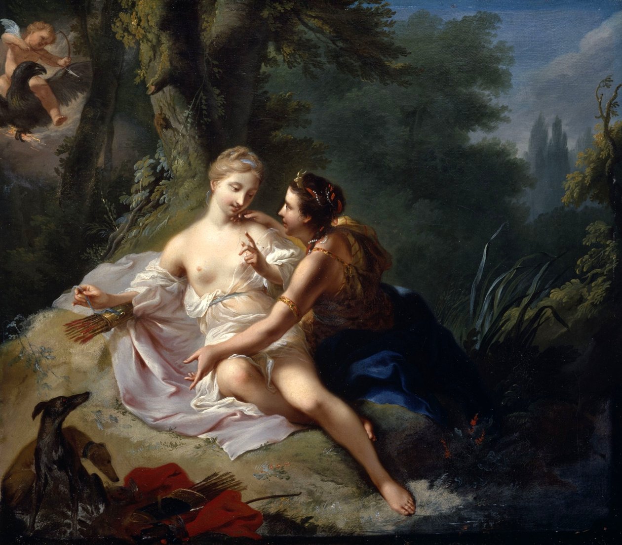 Júpiter disfarçado de Diana seduzindo Calisto de Johann Heinrich Tischbein