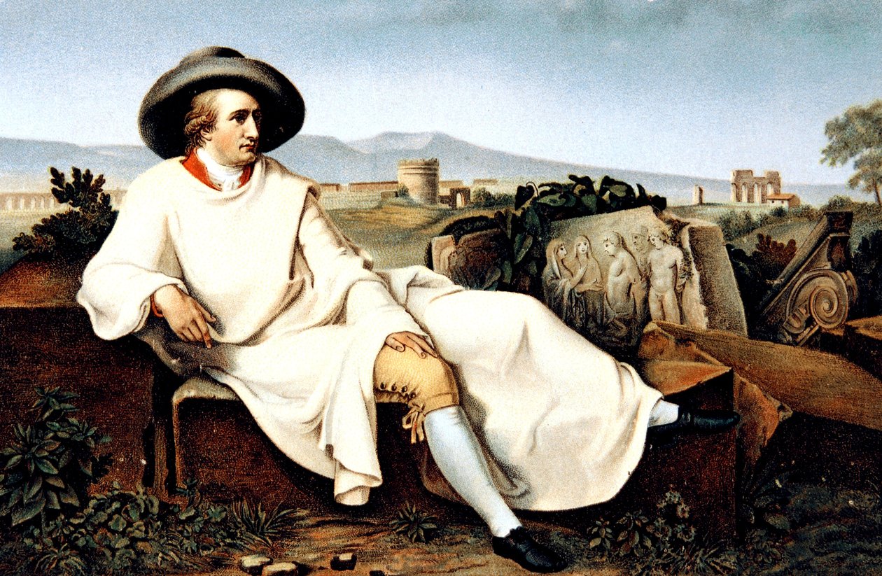 Goethe em Itália, cartão postal, c. 1900 de Johann Heinrich Wilhelm (after) Tischbein