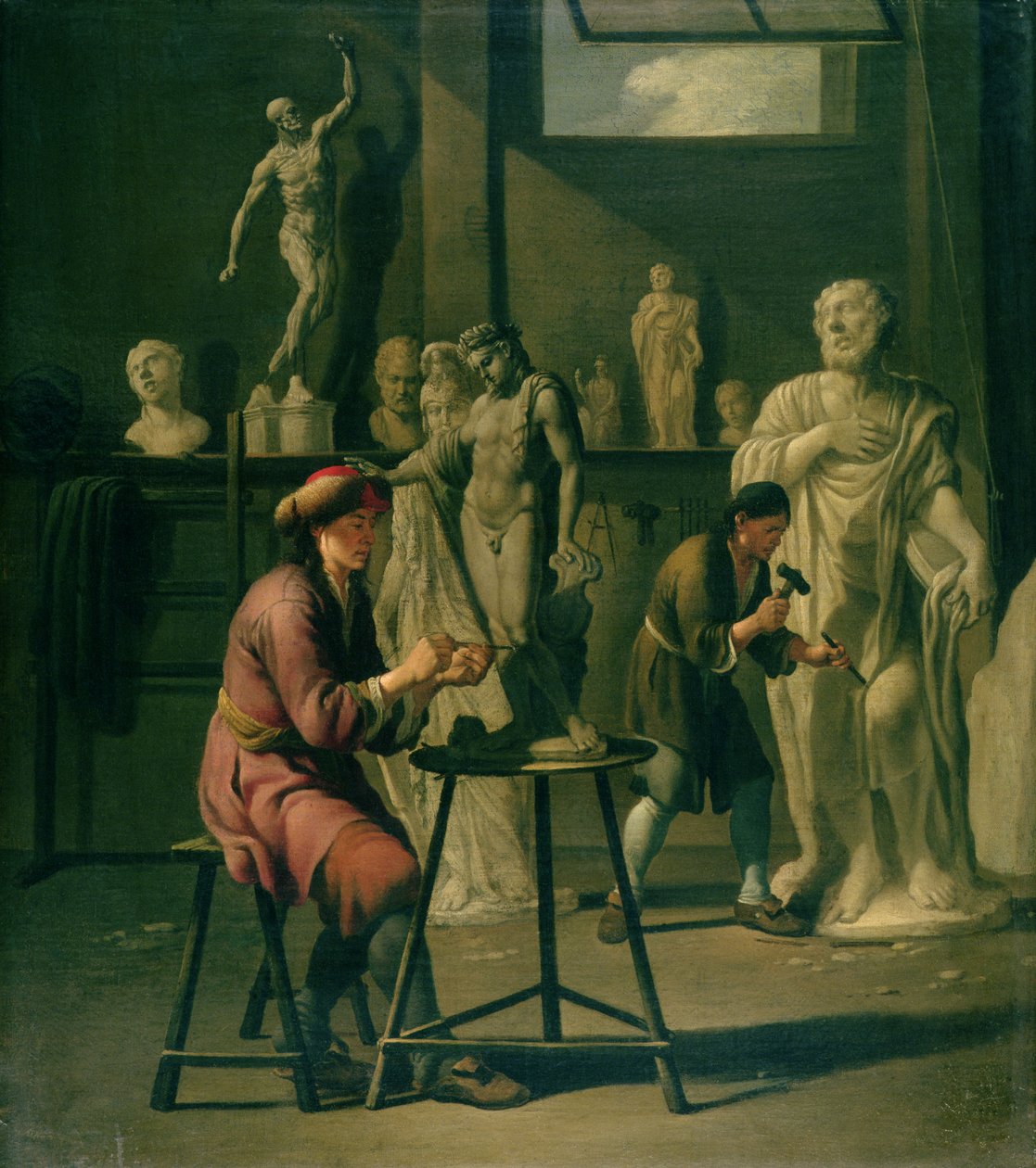 Interior de um estúdio de escultores de Johann Heiss