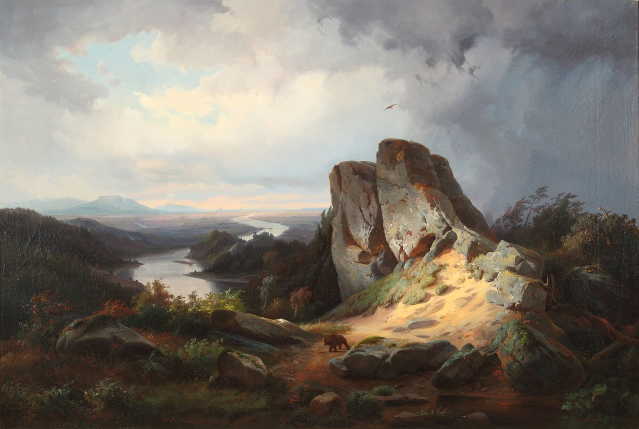 Paisagem do Oeste 1853 (Óleo sobre tela) de Johann Herman Carmiencke