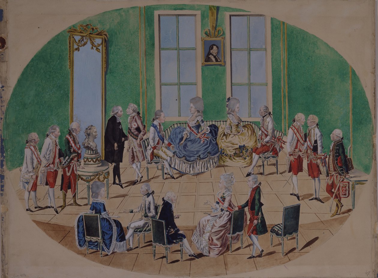 Grão-duque Pavel Petrovich e Grã-duquesa Maria Fyodorovna em Viena em 1782, 1782 de Johann Hieronymus Loeschenkohl