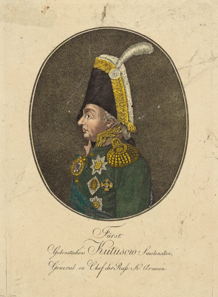Retrato do Marechal de Campo Príncipe Mikhail Kutuzov 1745-1813, c. 1790. de Johann Hieronymus Loeschenkohl