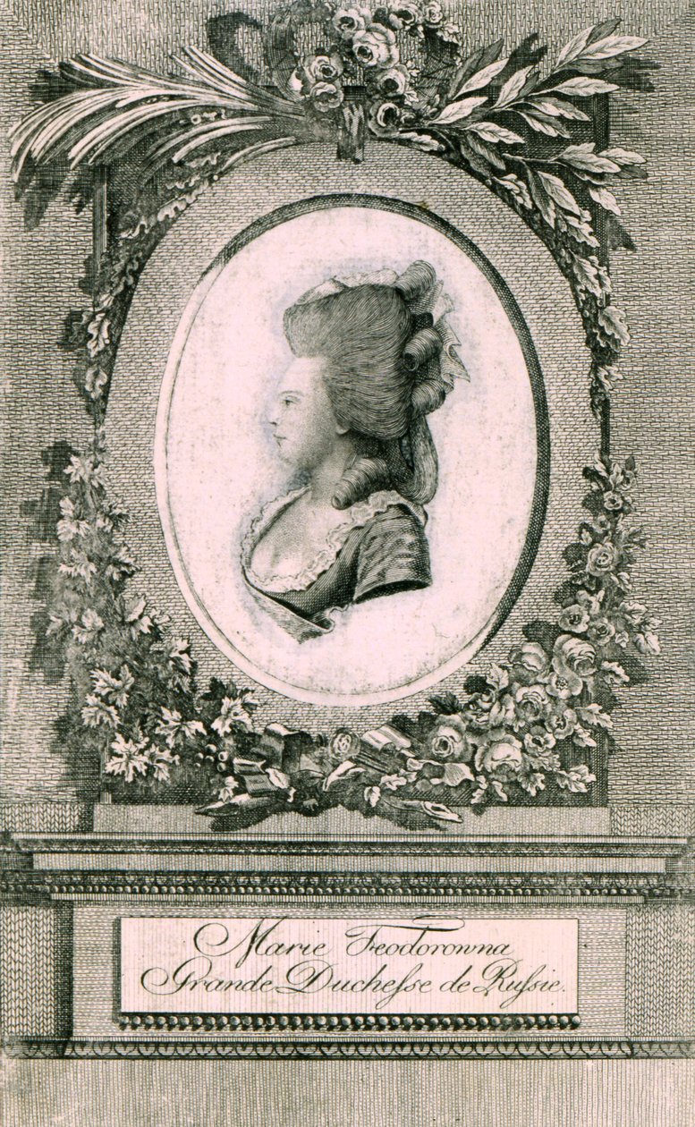 Retrato da Grã-duquesa Maria Feodorovna Sophie Dorothea de Württemberg 1759-1828, 1781 de Johann Hieronymus Loeschenkohl