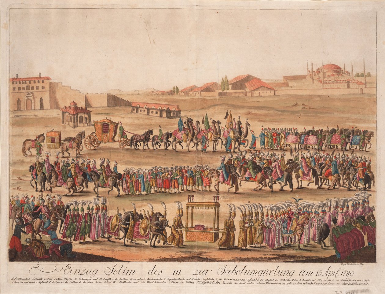A entrada do sultão Selim III no Girding the Saber em 13 de abril de 1789, 1789 de Johann Hieronymus Loeschenkohl