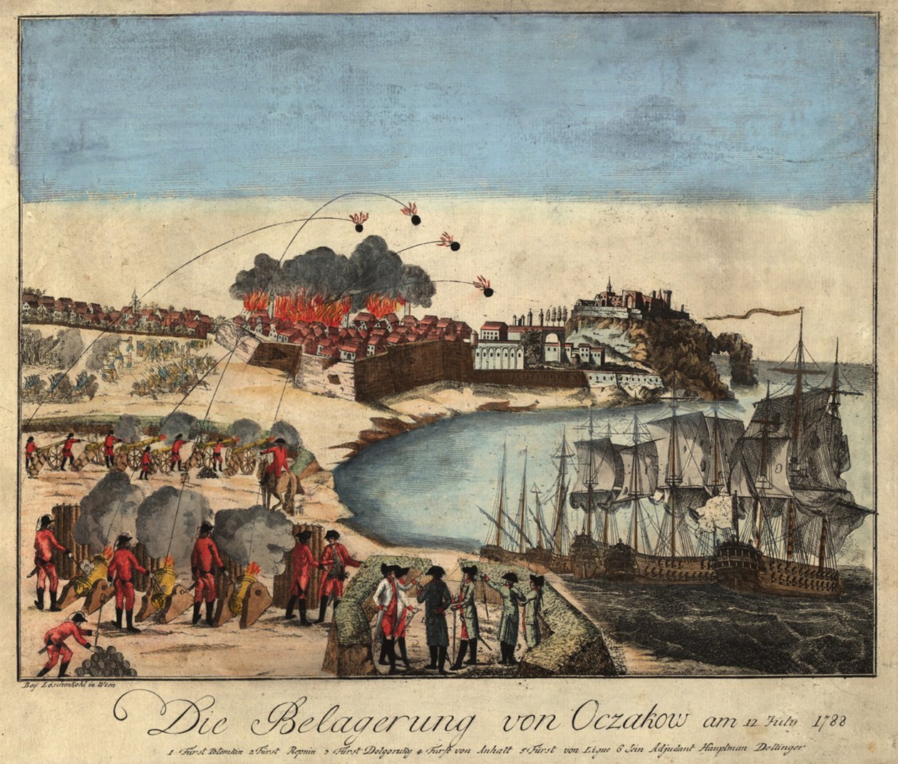 O Cerco da Fortaleza Ochakov em dezembro de 1788, 1788. de Johann Hieronymus Loeschenkohl