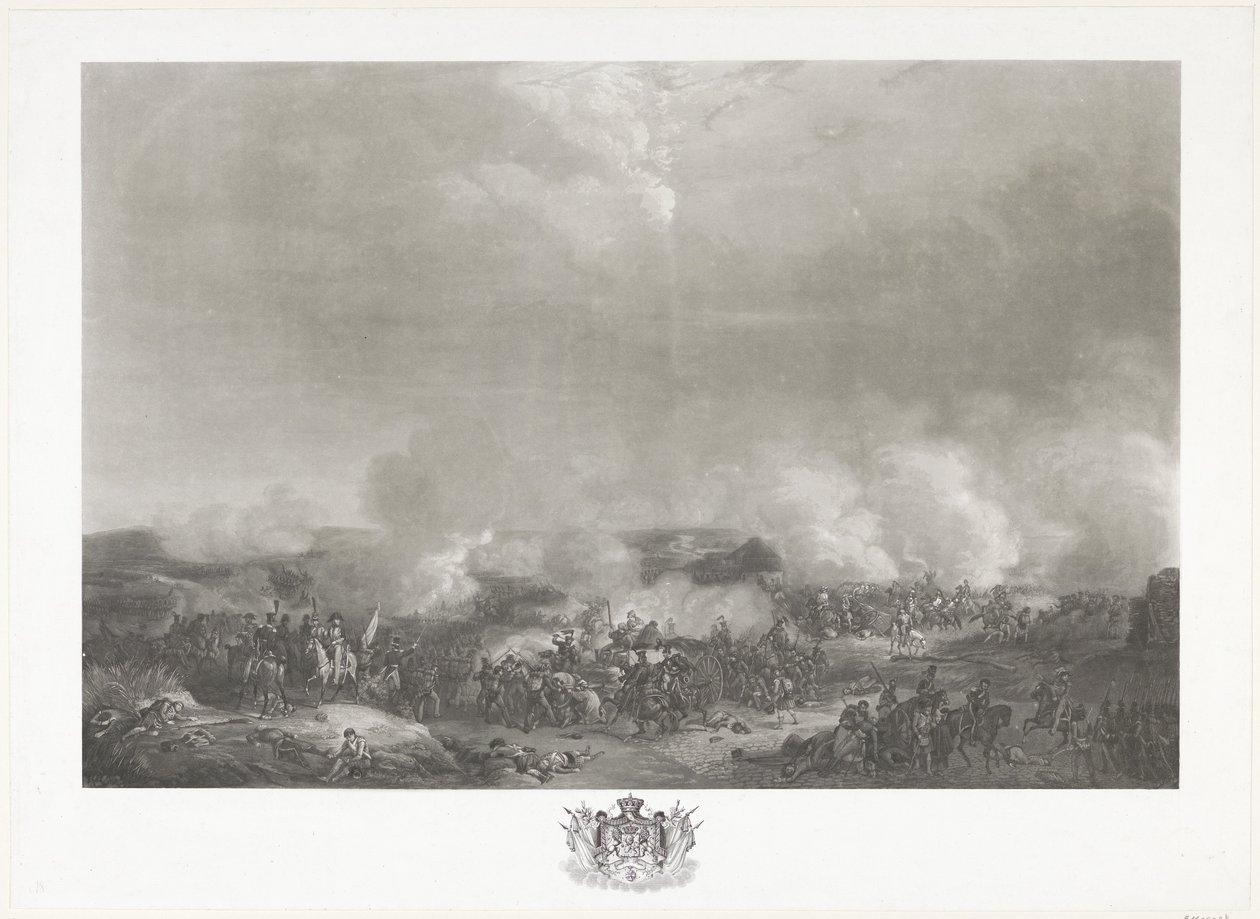 Príncipe de Orange na Batalha de Quatre-Bras, 1815 Doze placas da chegada e inauguração de William I em Bruxelas e as batalhas em Quatre-Bras e Waterloo em 1815 (título da série) de Johann Hürlimann