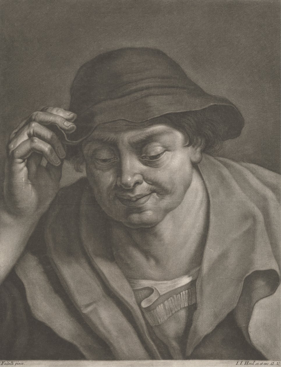 Homem a usar um chapéu de Johann Jacobus Haid