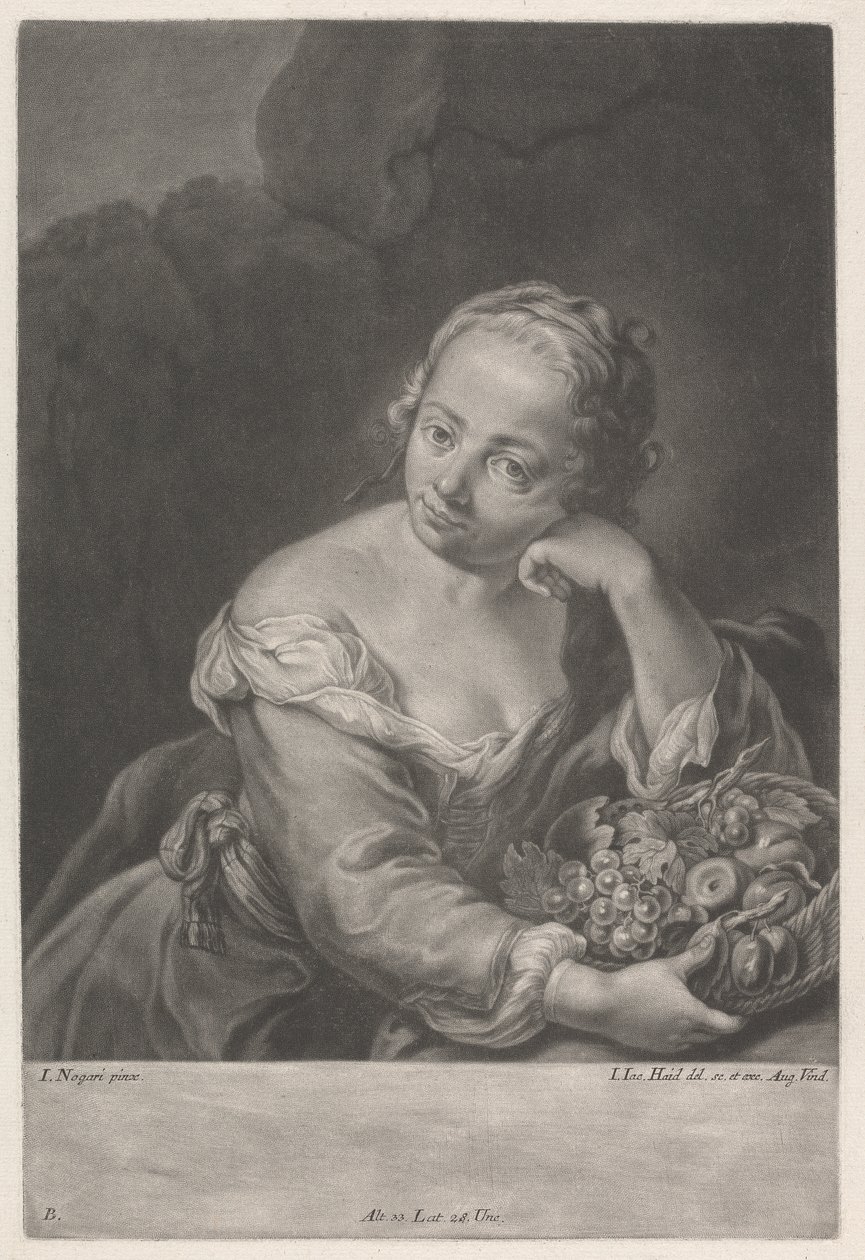 Mulher com um cesto de fruta de Johann Jacobus Haid