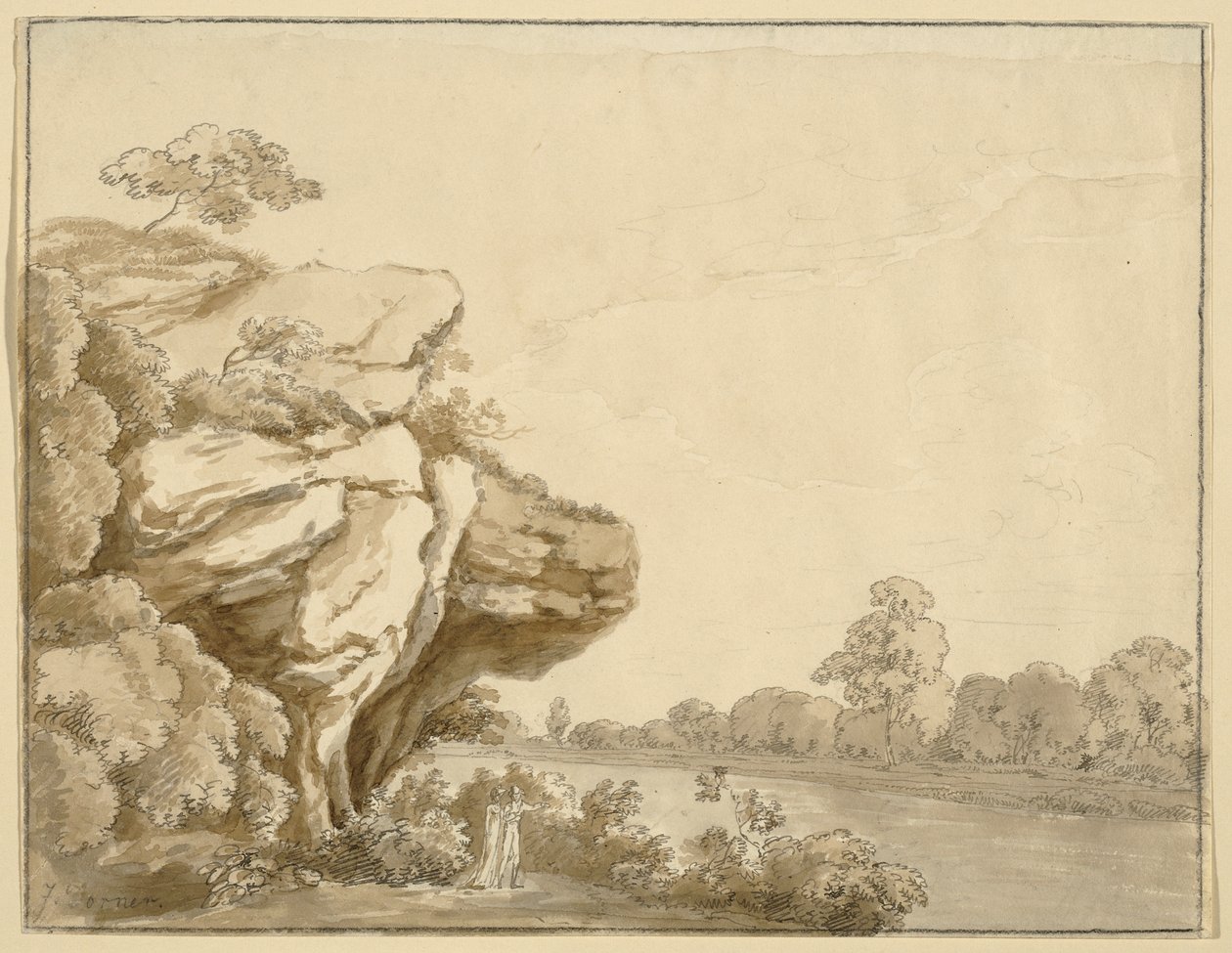 Gentleman and Lady in Landscape (Cavalheiro e Senhora da Paisagem) de Johann Jakob Dorner der Jüngere