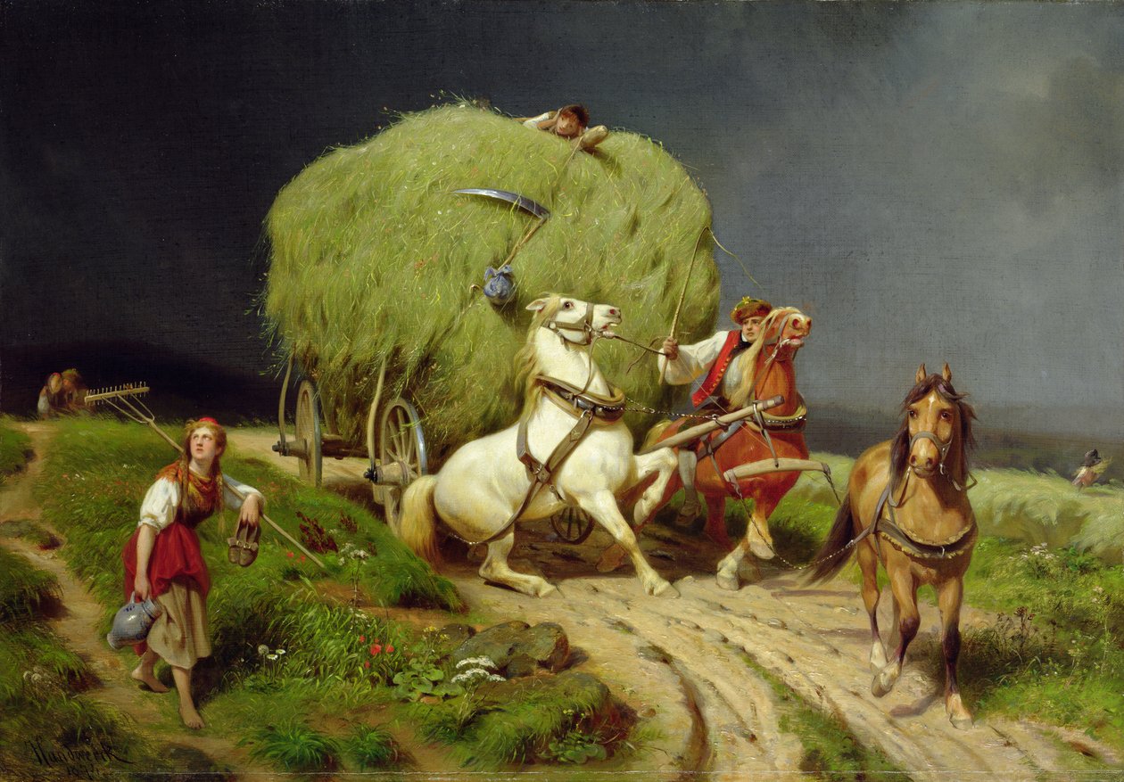 O vagão de feno, 1874 de Johann Jakob Eduard Handwerk