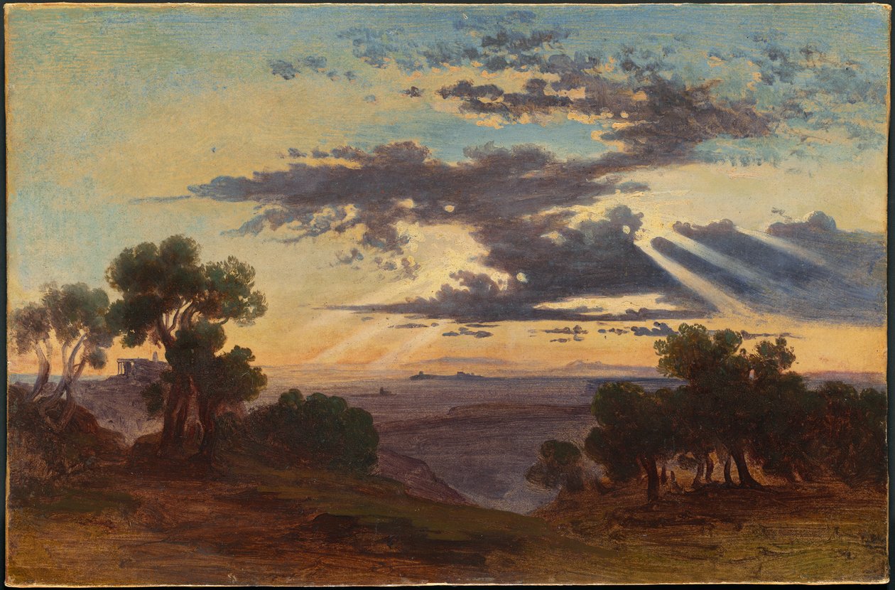 Sol rompendo nuvens acima da Campagna Romana de Johann Jakob Frey