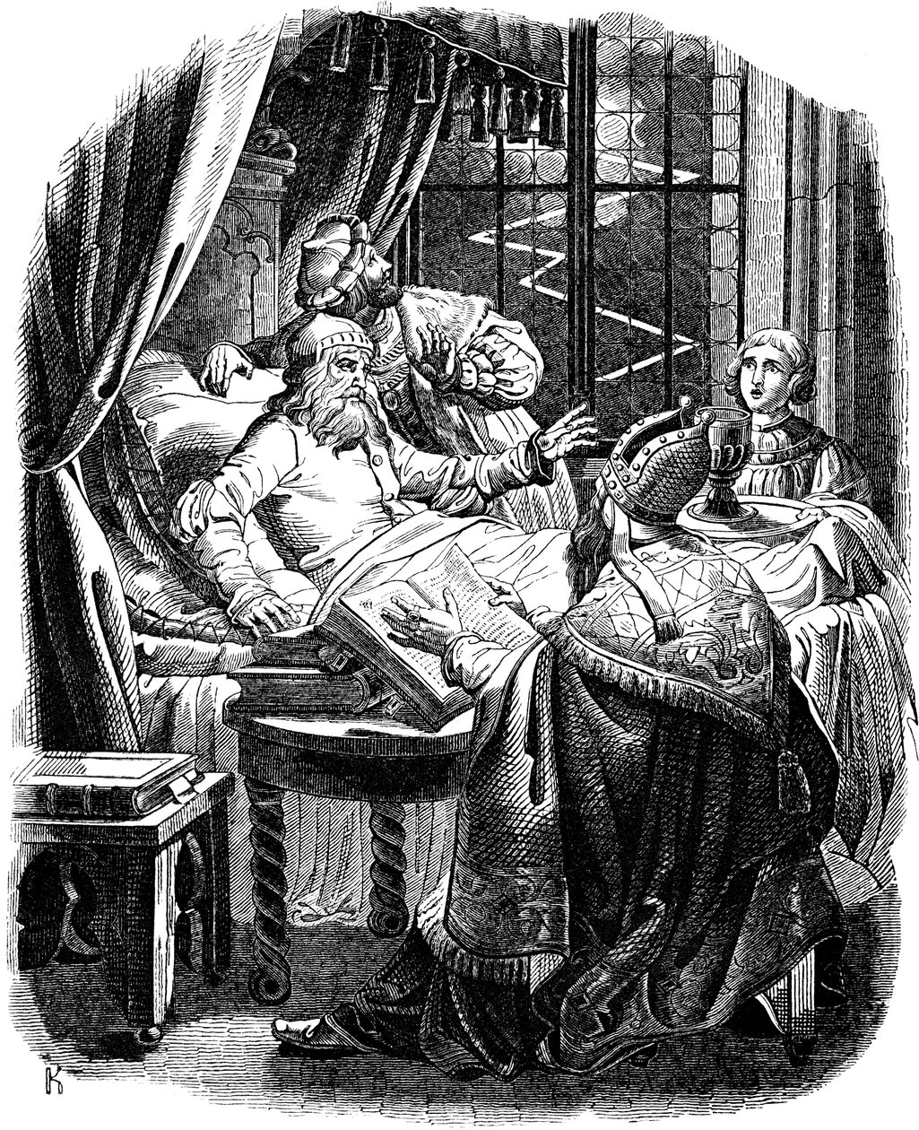 Henrique, o Leão, antes de sua morte em Brunswiek Ilustração da história do povo alemão de E. Duller, 1840 de Johann Jakob Kirchhoff