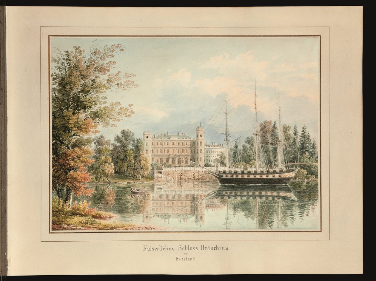 O Palácio Imperial em Gatchina (lápis e aguarela sobre papel) de Johann Jakob Meier