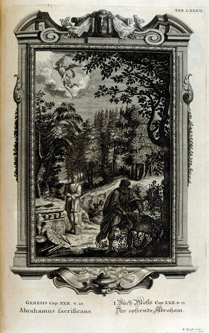 Abraão prepara-se para sacrificar Isaac de Johann Jakob Scheuchzer