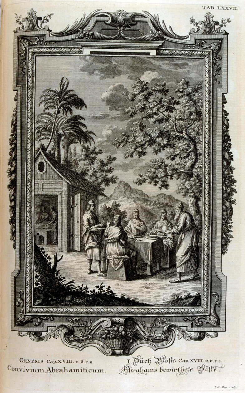 Abraão visitado por anjos de Johann Jakob Scheuchzer