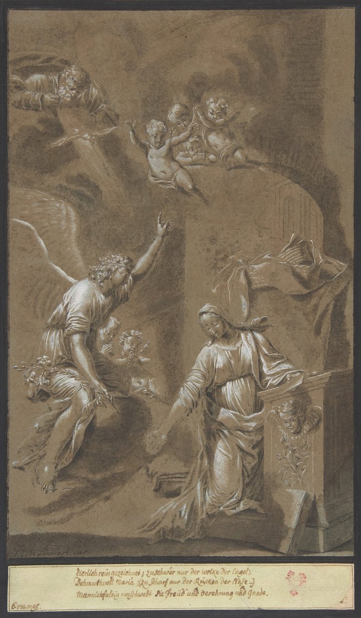 A Anunciação, final do século XVII. de Johann Jakob von Sandrart
