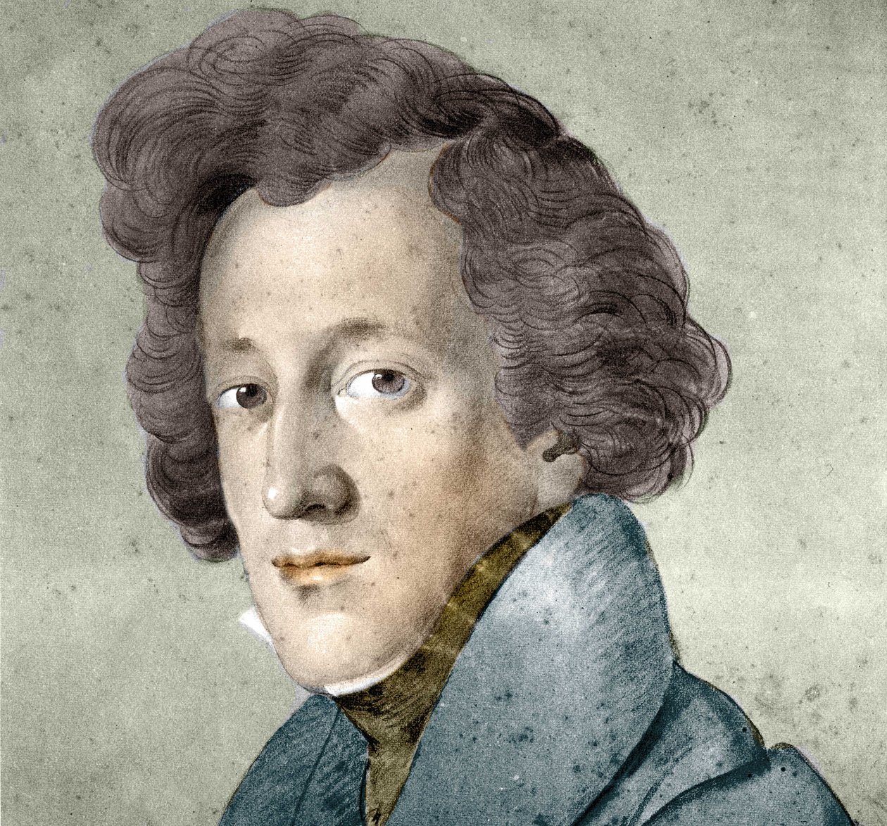 Retrato de Felix Mendelssohn Bartholdy (1809-1847), compositor e maestro alemão. Ilustração do desenho de Johann Joseph Schmeller. de Johann Joseph Schmeller