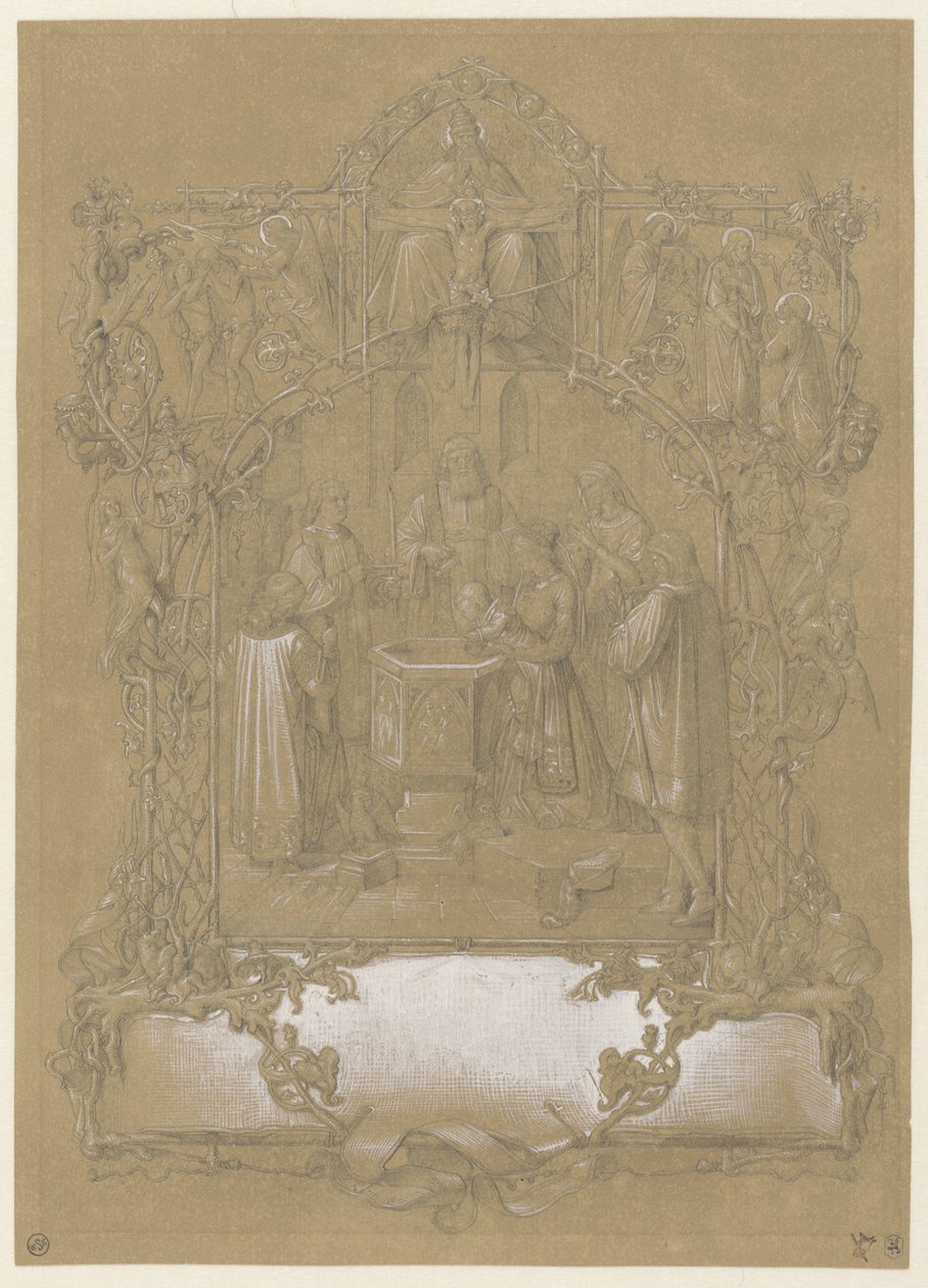 Design para um cartão de batizado de Johann Klein (attributed to)