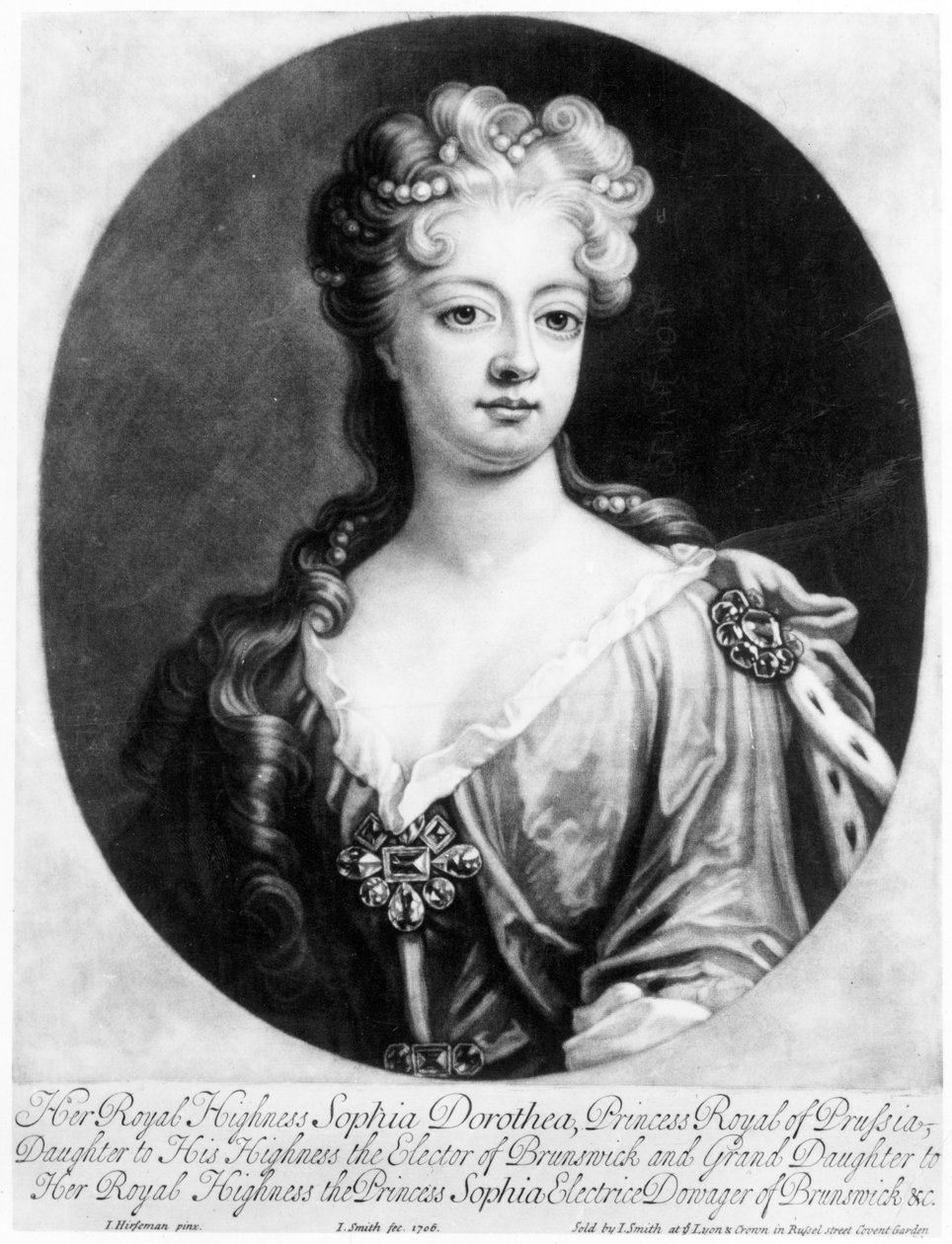 Sophia Dorothea, Rainha da Prússia, gravada por John Smith, 1706 de Johann Leonhard Hirschmann