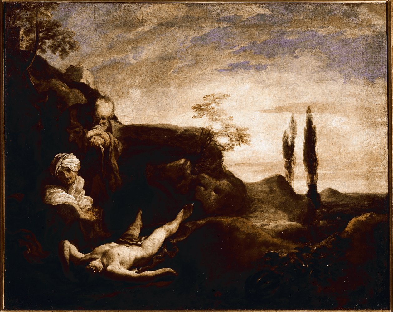 Abel chora pelos seus pais (óleo sobre tela, cerca de 1630) de Johann Liss