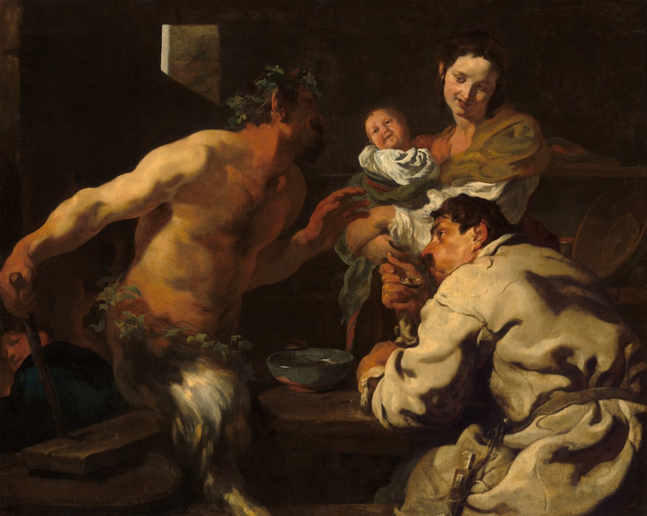 The Satyr and the Peasant, possivelmente c. 16231626. de Johann Liss