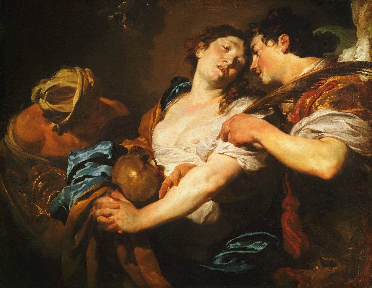 Um pecador arrependido se afastando da Tentação e ofereceu uma Palma da Salvação por um Anjo, de Johann Liss or Lis or von Lys