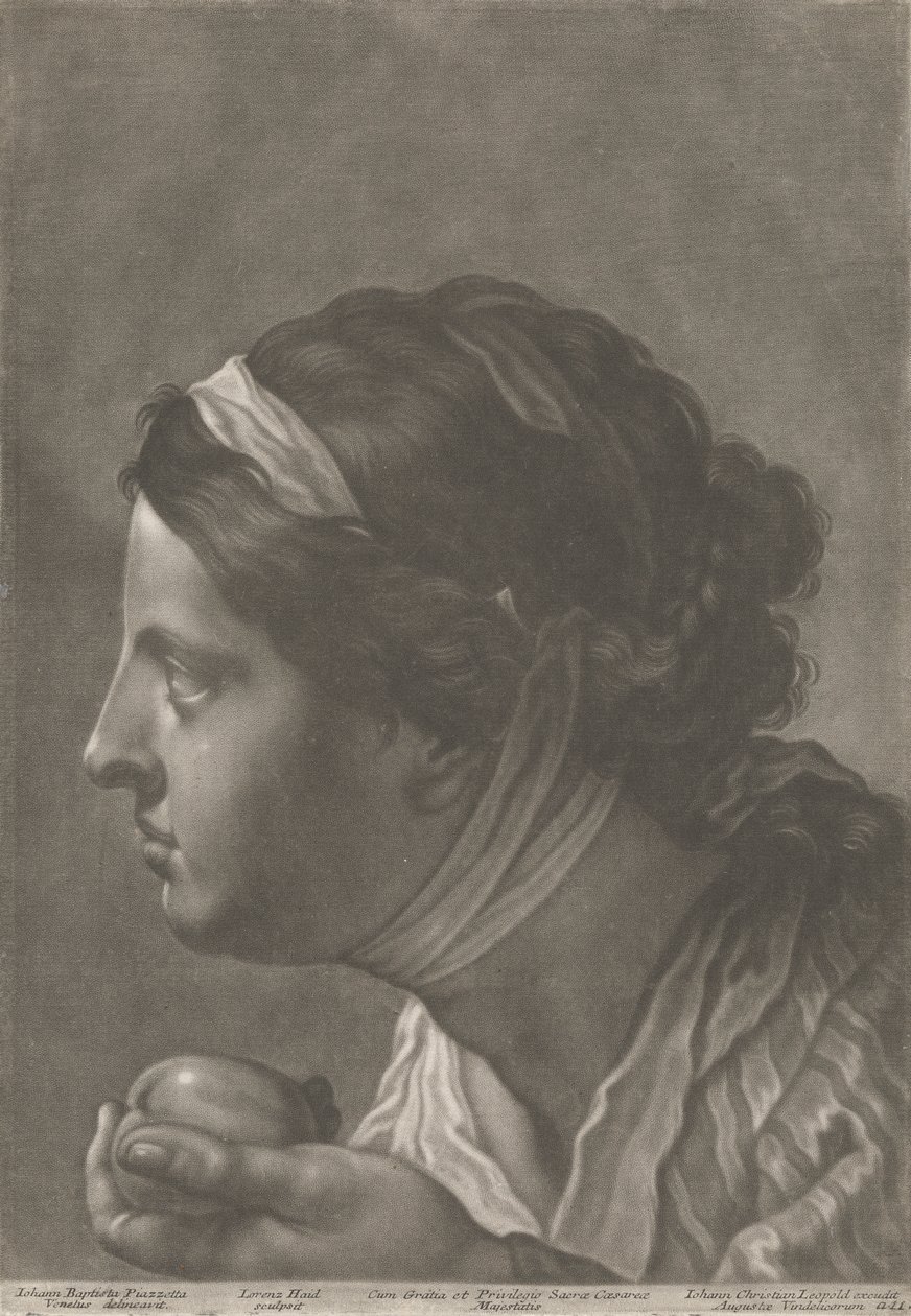 Retrato de uma mulher a segurar fruta de Johann Lorenz Haid