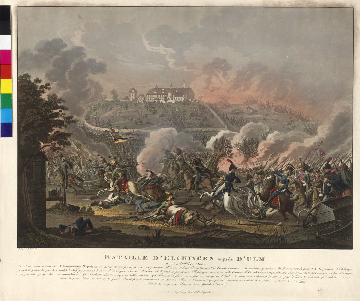 Batalha de Elchingen em 14 de outubro de 1805 (gravura e água-tinta) de Johann Lorenz Rugendas