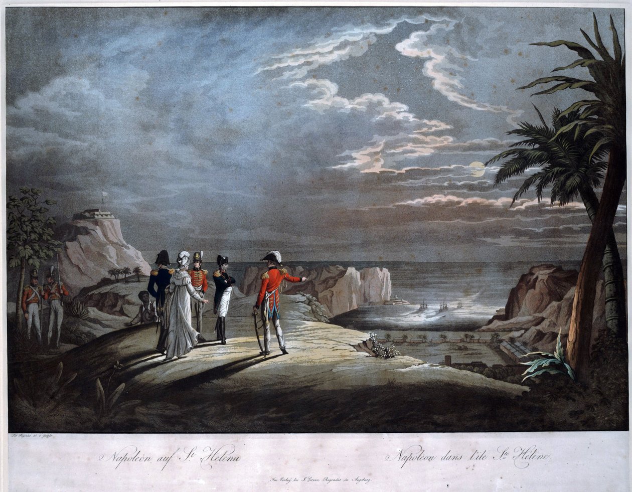 Napoleão Bonaparte na ilha de Santa Helena - Rugendas, Johann Lorenz, o Jovem (1775-1826) - Aquatint - 47x58 - Colecção Privada de Johann Lorenz Rugendas