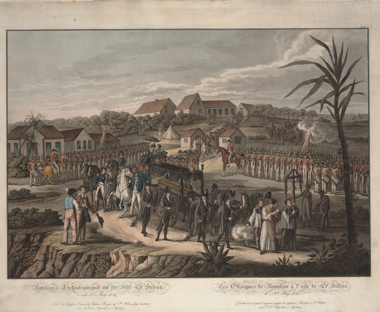 Cortejo fúnebre de Napoleão Bonaparte em Santa Helena, 1821 de Johann Lorenz Rugendas the Younger