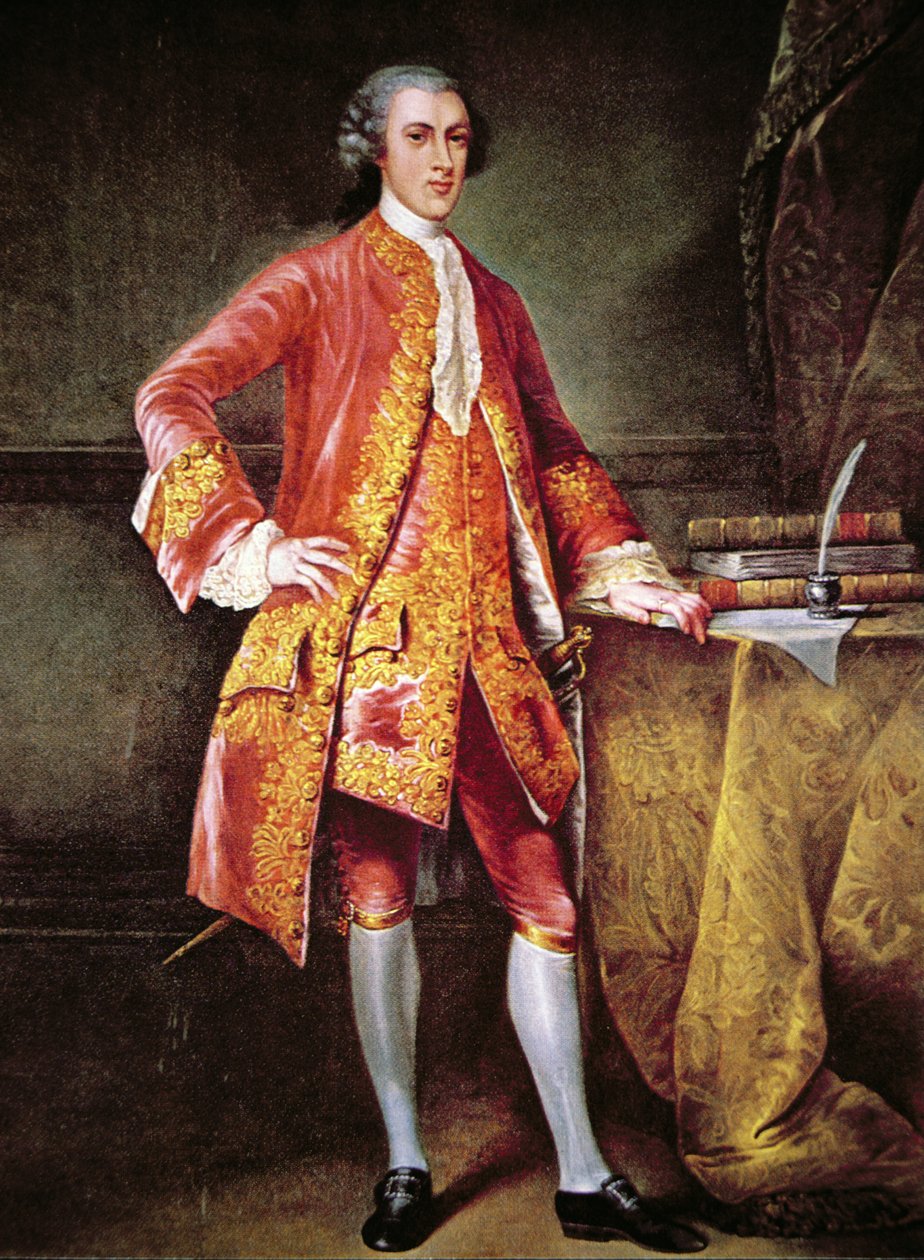 Retrato de Frederick Calvert (cor litho) de Johann Ludwig (after) Tietz