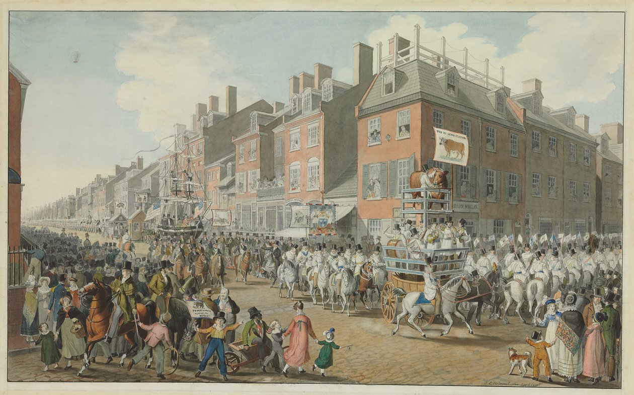 Desfile dos Victuallers, Filadélfia, 1821 de Johann Ludwig Krimmel