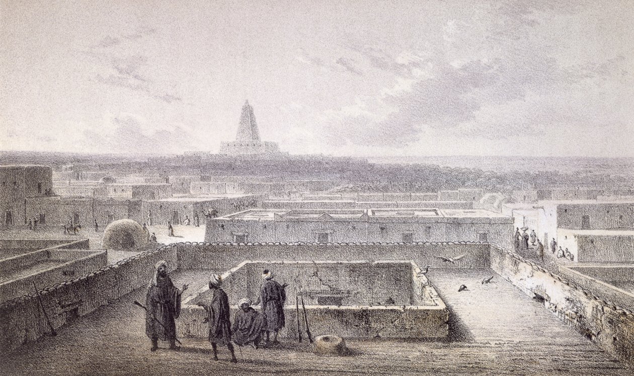 O Lado Norte de Timbuktoo, de &39;Les Voyages en Afrique&39;, de Heinrich Barth, publicado em 1857, de Johann Martin Bernatz