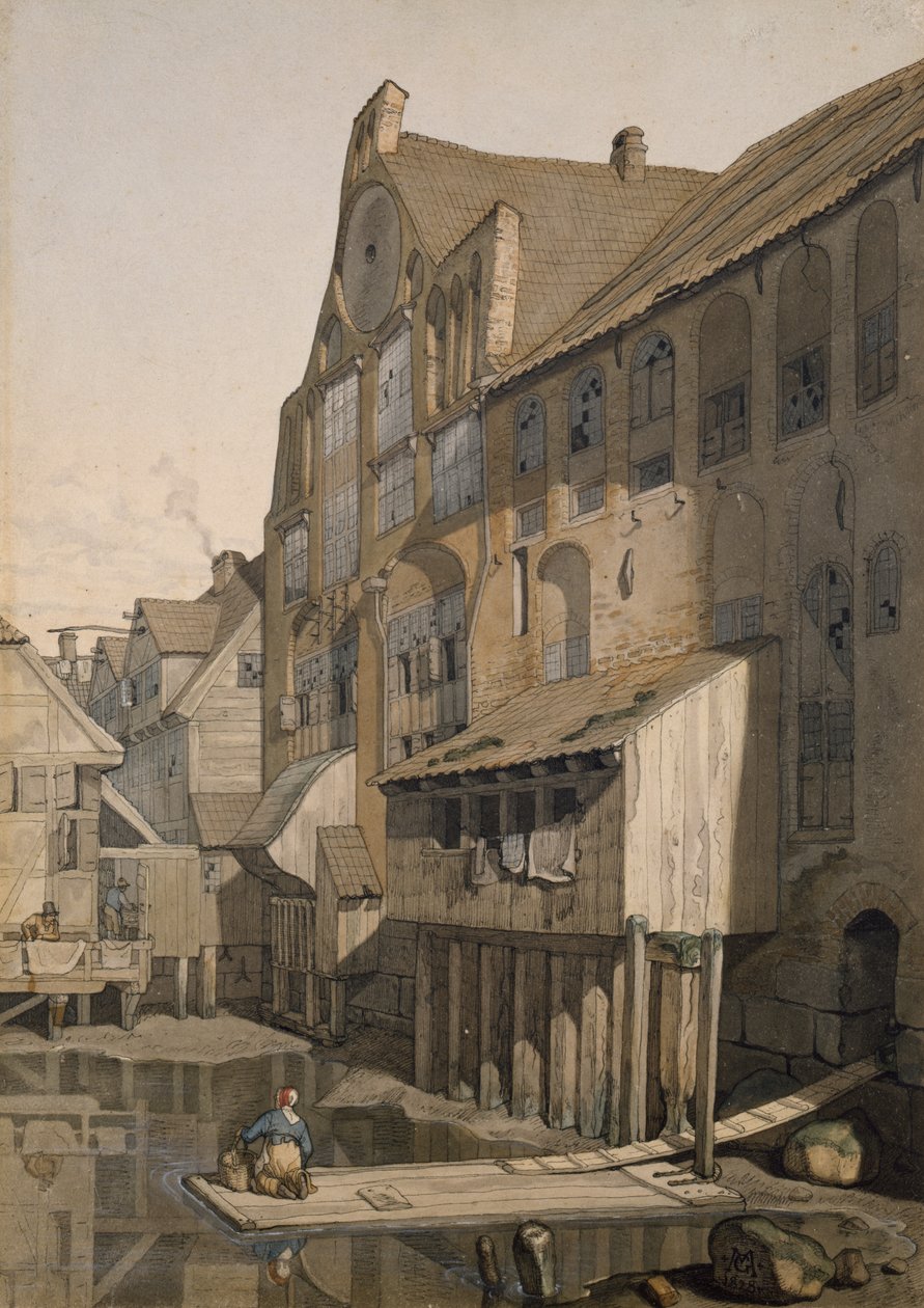 Lado Norte do St. Johannis Klosters em Hamburgo (wc no papel) de Johann Martin Gensler