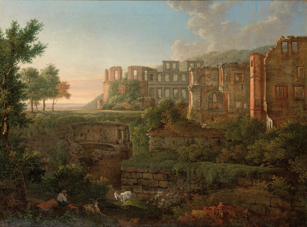 Capriccio vista das ruínas do Castelo de Heidelberg de Johann Martin von Rohden