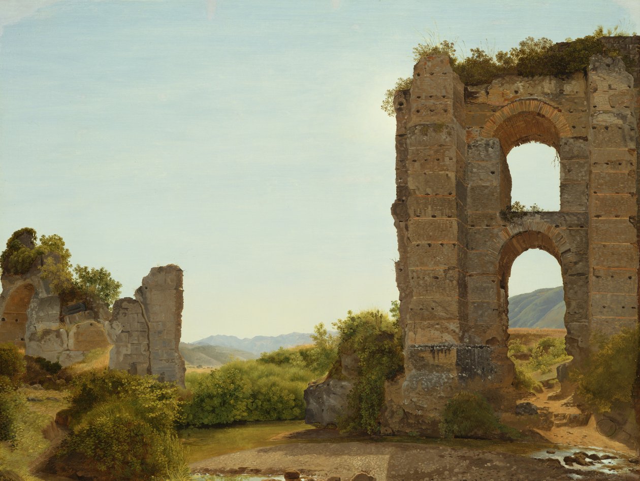 Ruína perto de Roma, c.1796 (óleo sobre papel sobre tela) de Johann Martin von Rohden