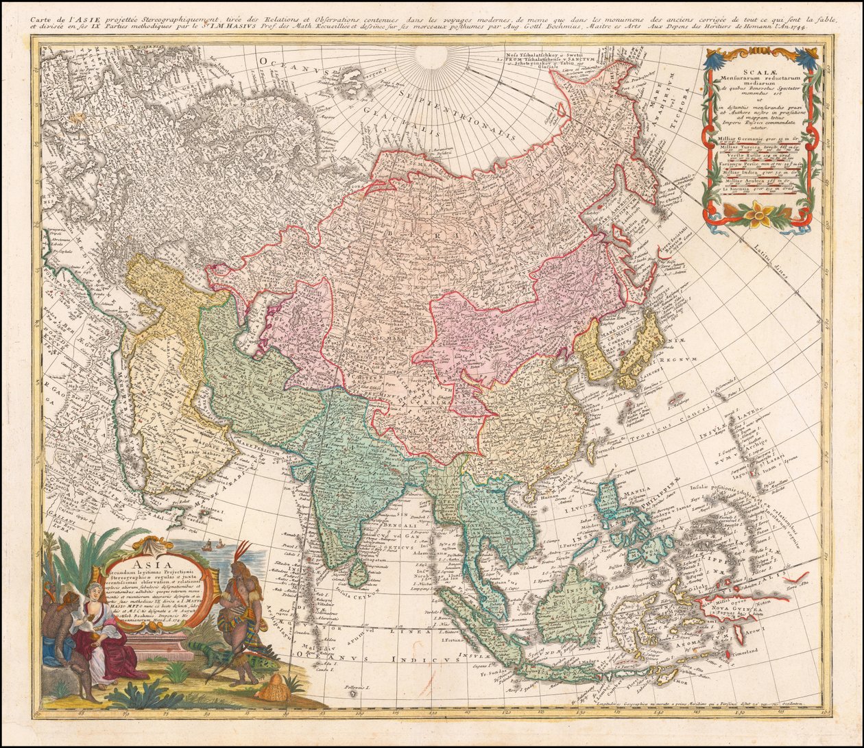 Mapa da Ásia de 1744 por Johann Matthias Hase de Johann Matthias Hase