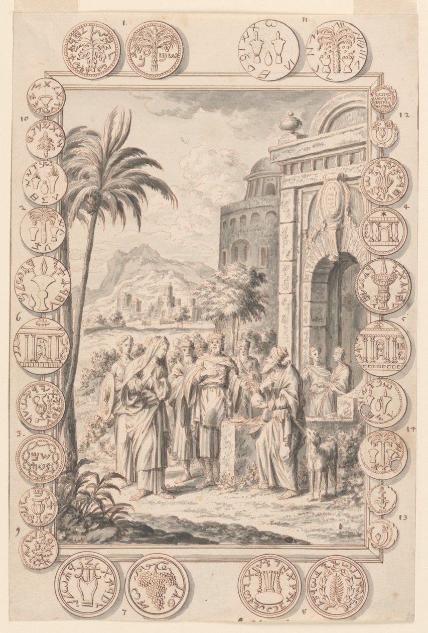Estudo para Abimeleque reprova Sara, Placa 81, Physica Sacra de Johann Melchior Füssli