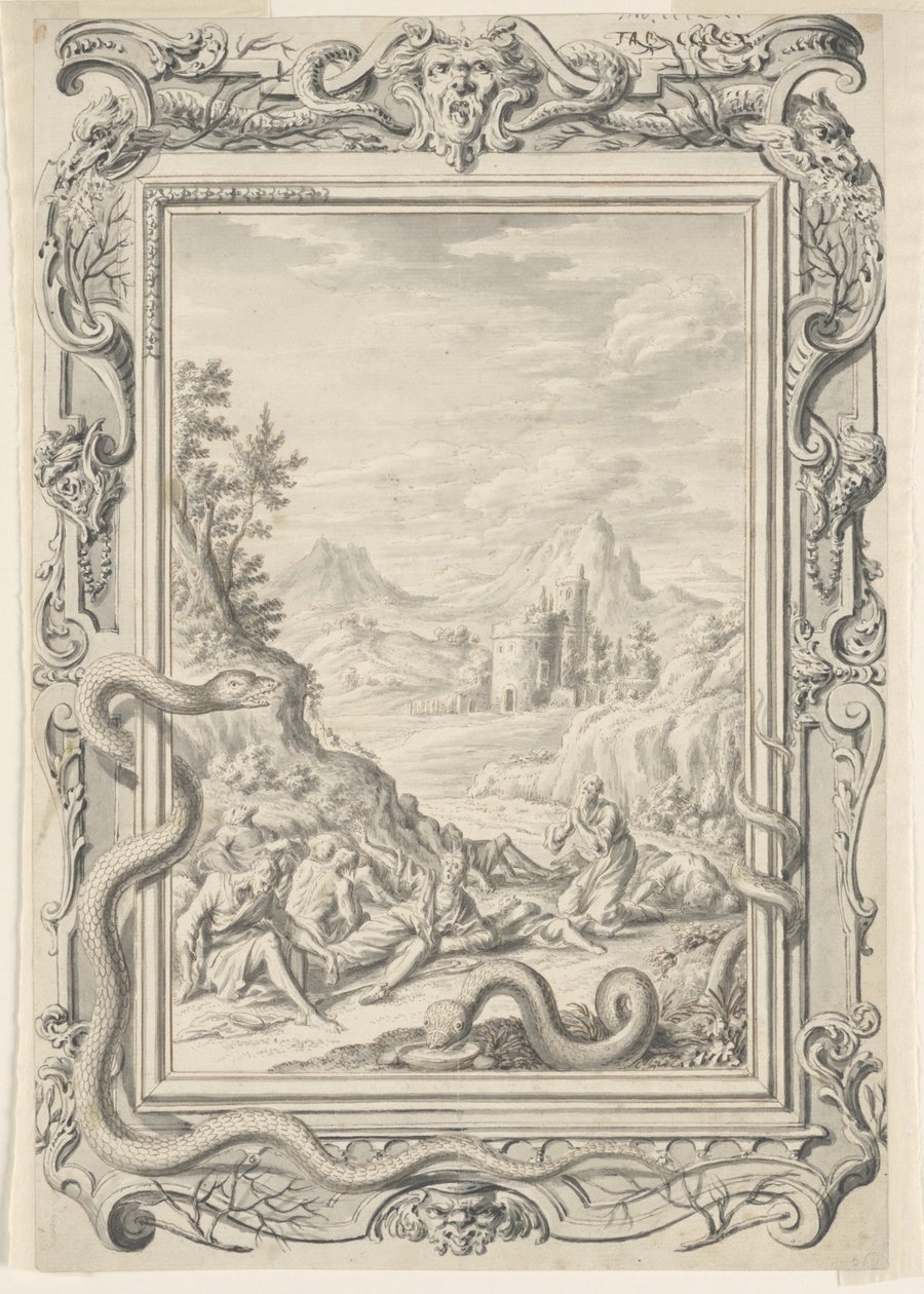 Estudo para Serpentes Enviadas para Destruir os Pecadores, Placa 360, Physica Sacra de Johann Melchior Füssli