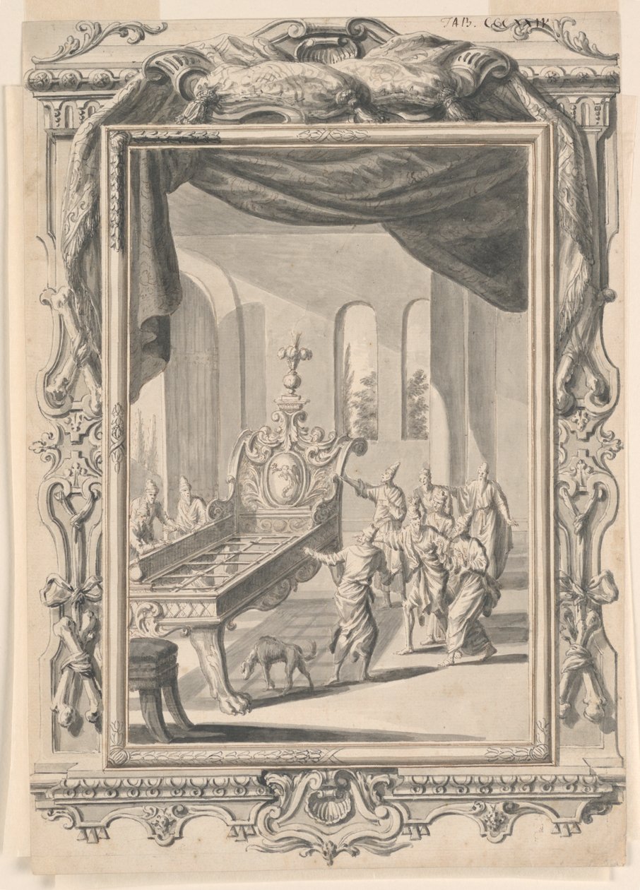 Estudo para a cama de ferro do rei Og, placa 324, Physica Sacra de Johann Melchior Füssli