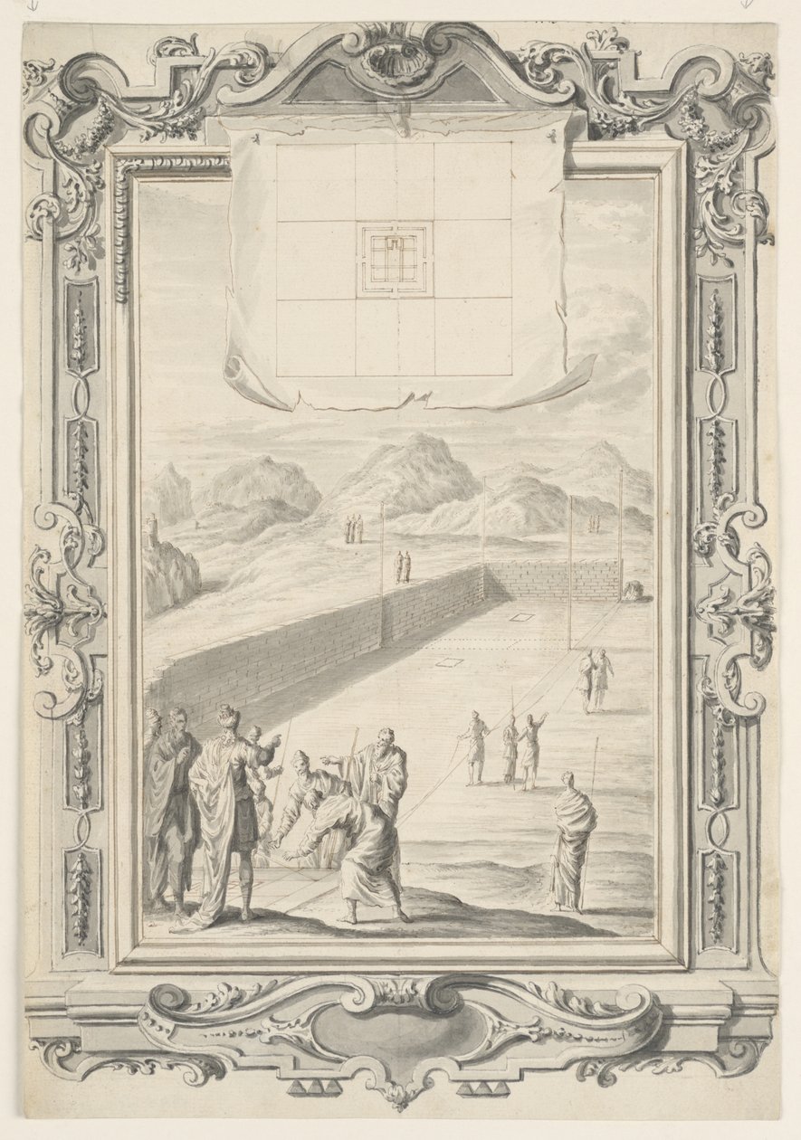 Estudo para o Primeiro Plano do Templo de Salomão, Placa 420, Physica Sacra de Johann Melchior Füssli