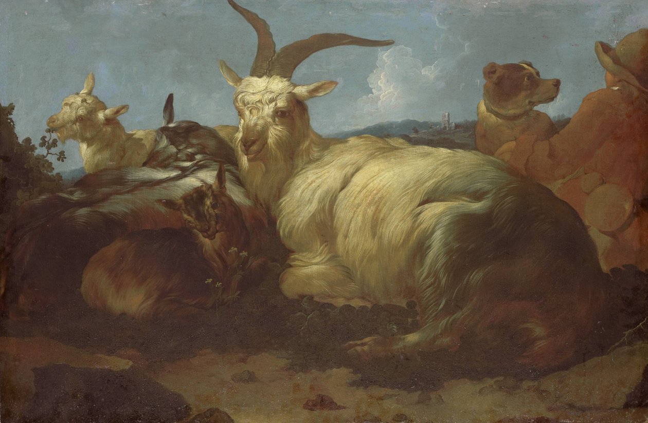 Um pastor de cabras observando seus animais de Johann Melchior Roos