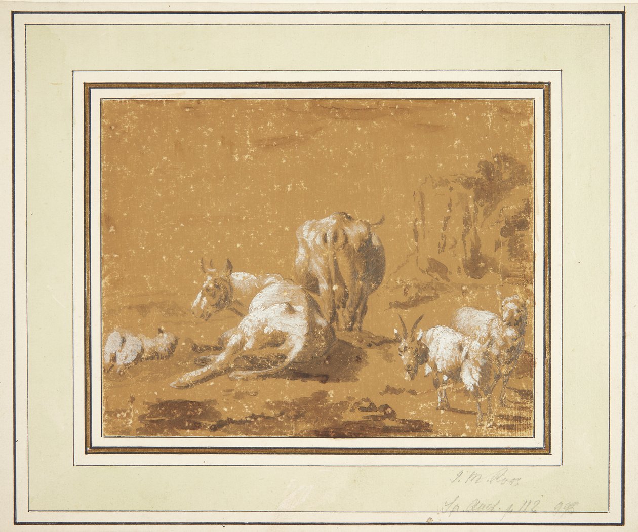 Paisagem com vacas e cabras de Johann Melchior Roos