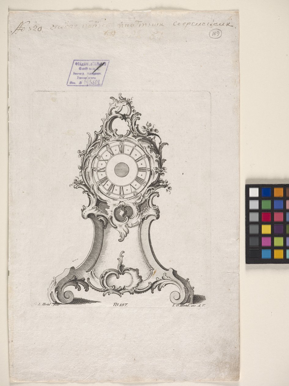 Relógio (gravura) de Johann Michael Hoppenhaupt