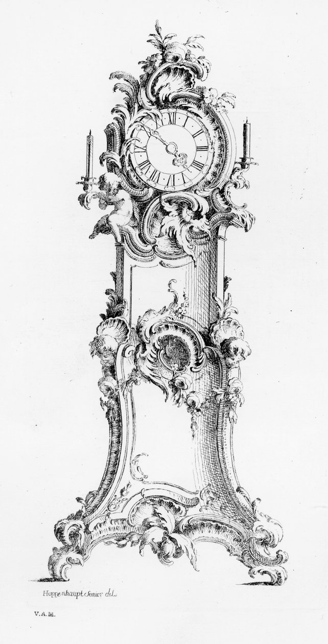 Design para um relógio Longcase, c.1750 de Johann Michael Hoppenhaupt